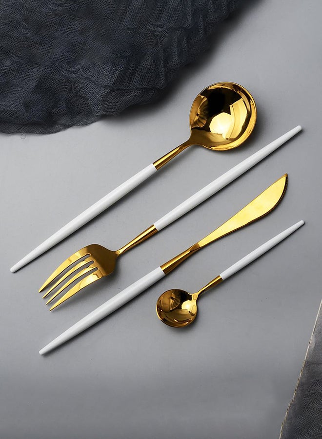 4-Piece Simple Flatware Gift Set White/Gold 25x16x 3.5cm - Image 2